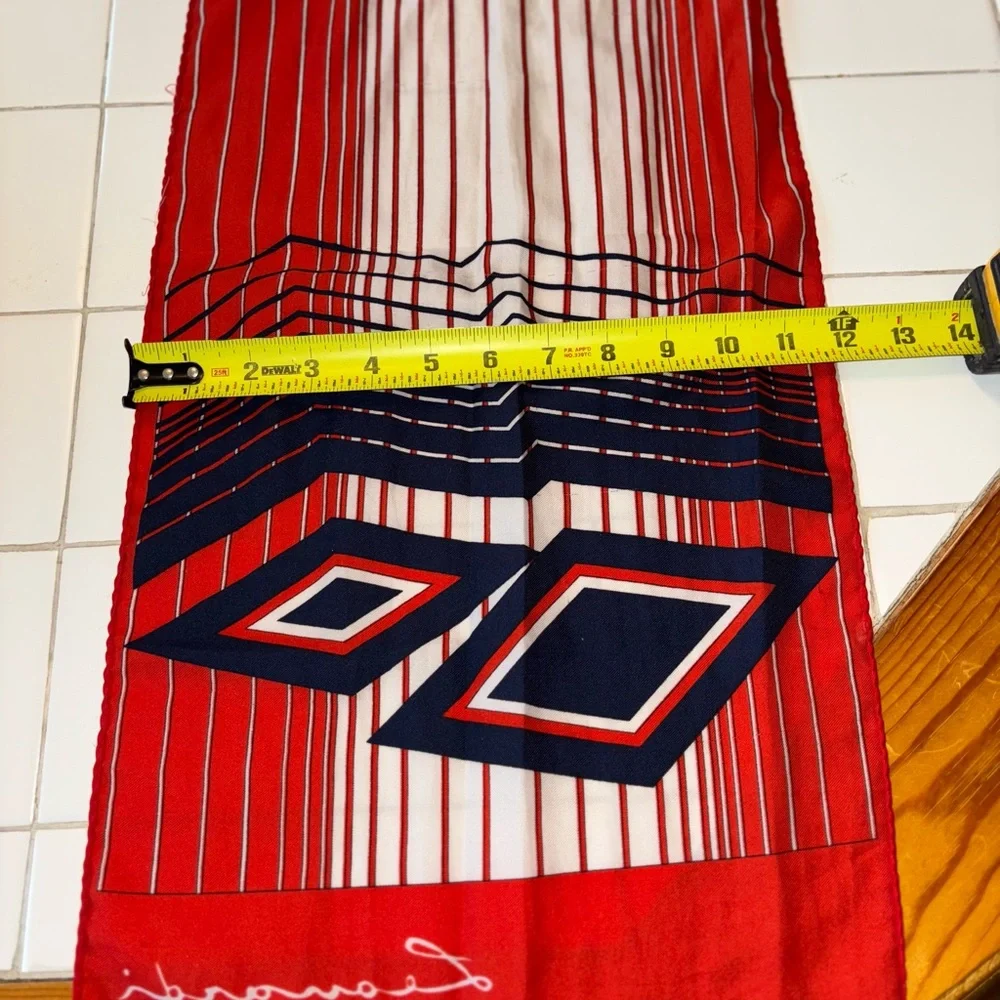 Leonardi Red White Blue Geometric Scarf stripes elegant party travel winter work